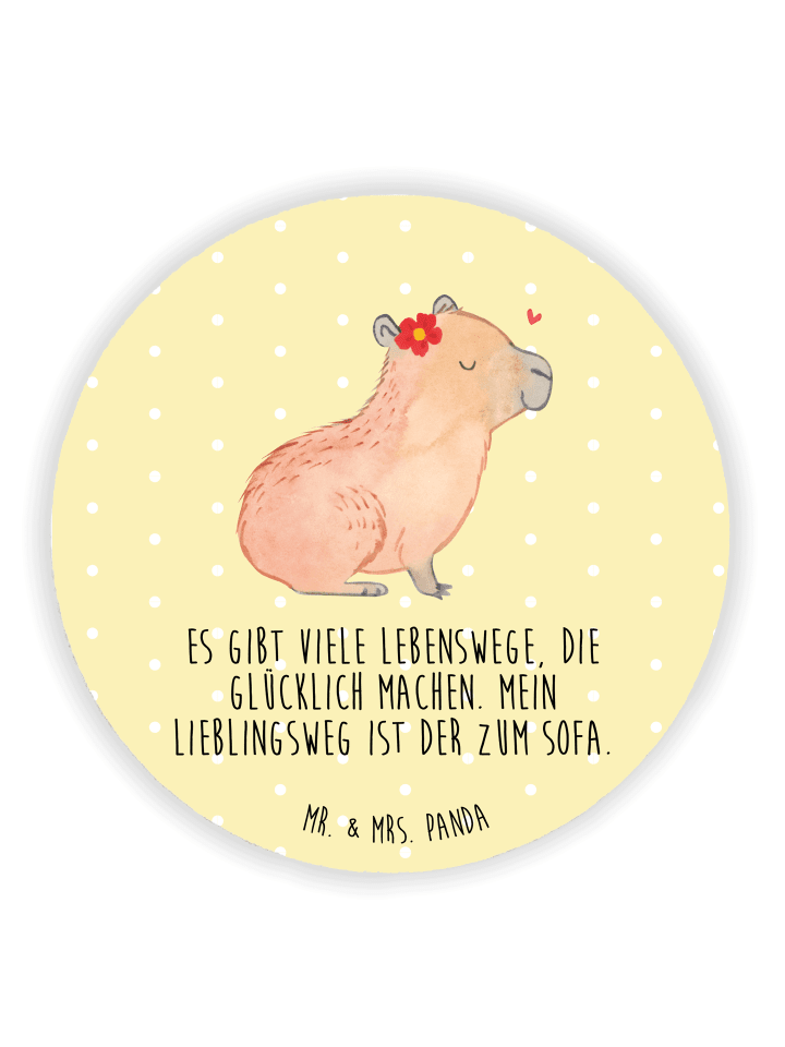 Magnet Capybara Blume mit Spruch in Gelb Pastell