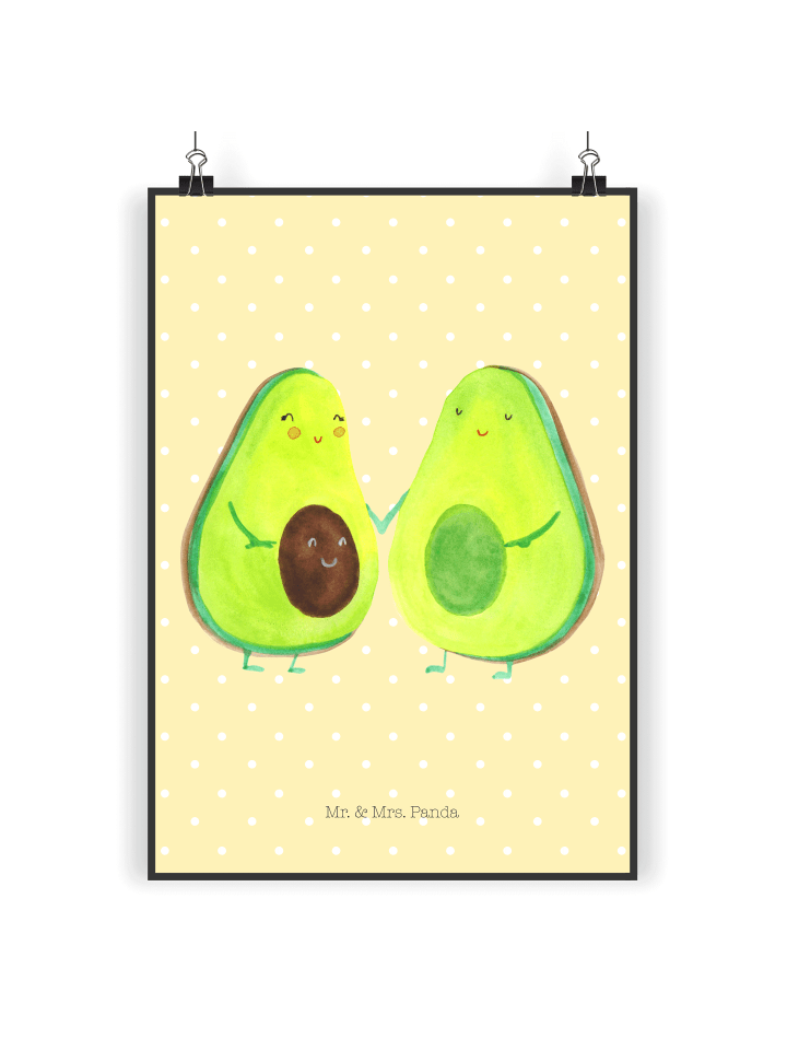 Wandbild Avocado Pärchen ohne Spruch in Gelb Pastell