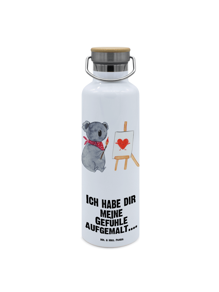 Trinkflasche Koala Künstler mit Spruch in Weiß