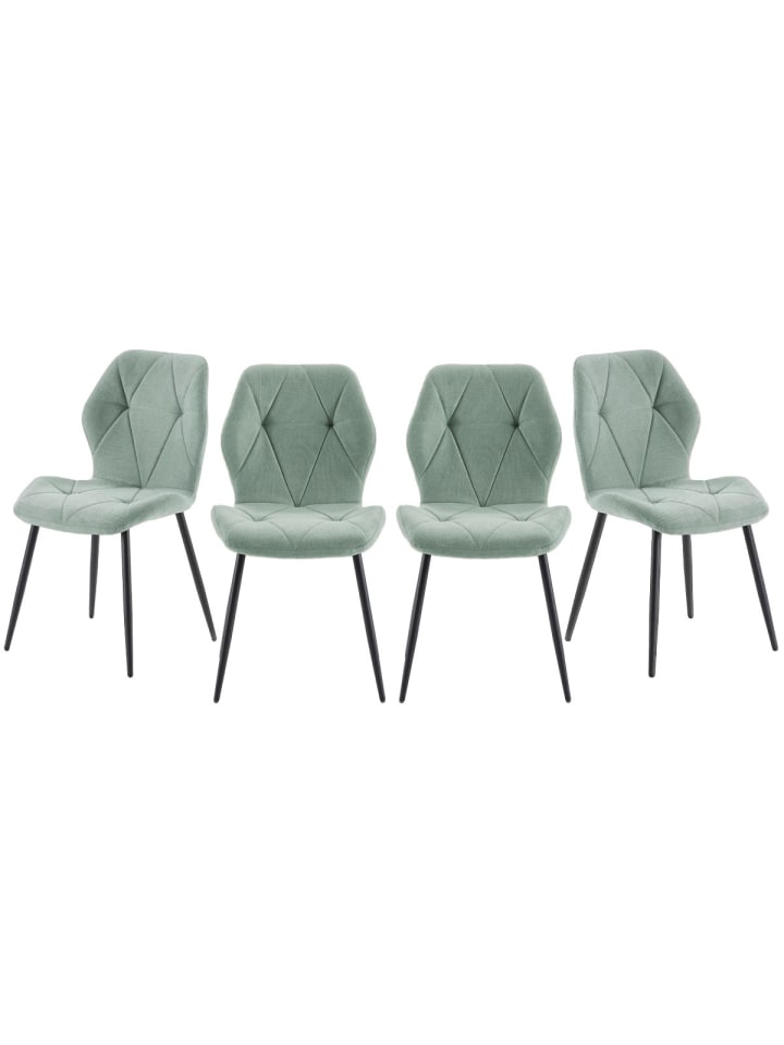 4er-Set Stühle LUNA in Aquamarin - (W) 47,5 x (H)48 x (L)57,5 cm