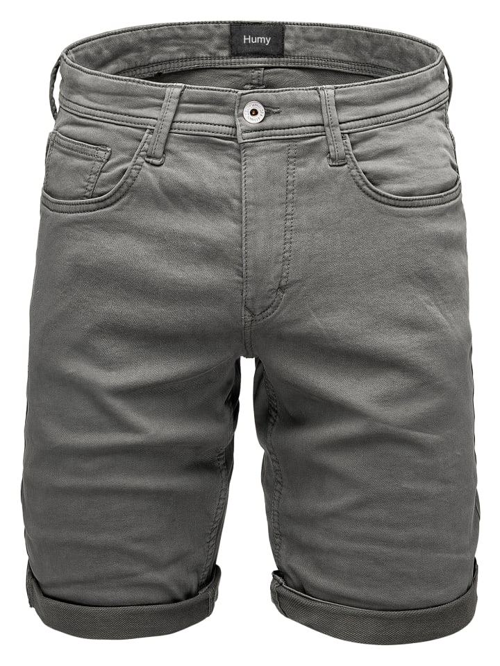 Denim Bermuda Jeans Shorts mit Umschlag A&S in Dunkelgrau