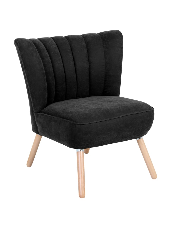 SESSEL Kadisha Bezug Velourstoff Buche natur / schwarz