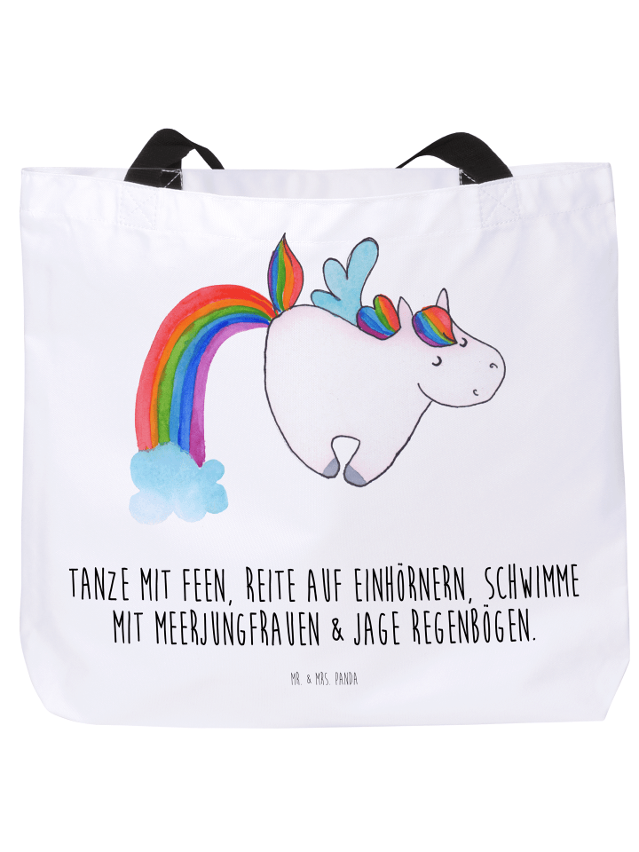 Tote Bag Einhorn Fliegendes Pferd mit Spruch in Weiß