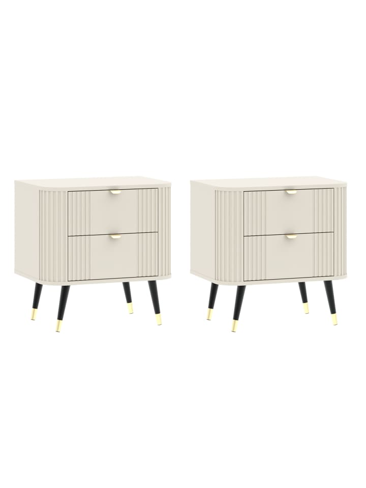 2er Set Nachtkonsole Onyx Kaschmir gold schwarz je 60 / 40 / 61cm