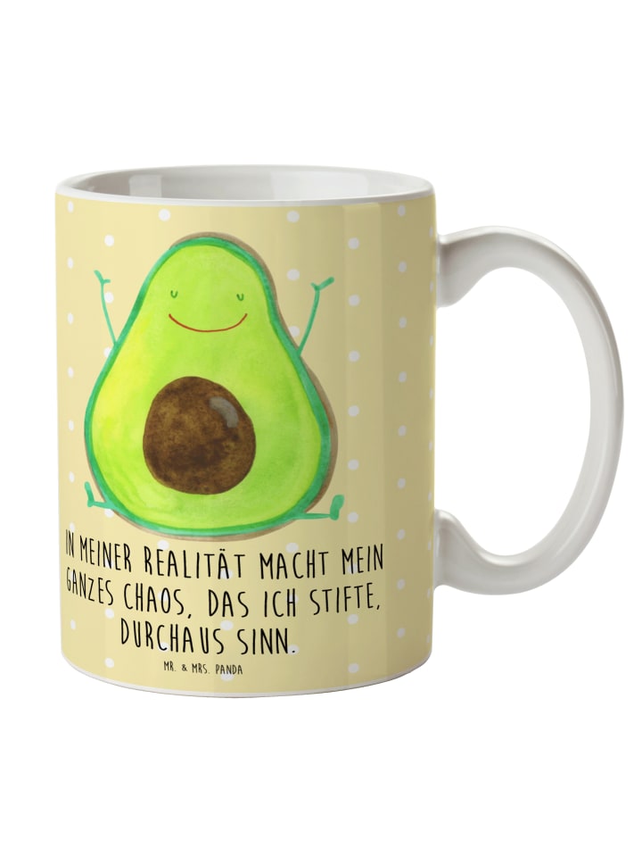 Tasse Avocado Glücklich mit Spruch in Gelb Pastell