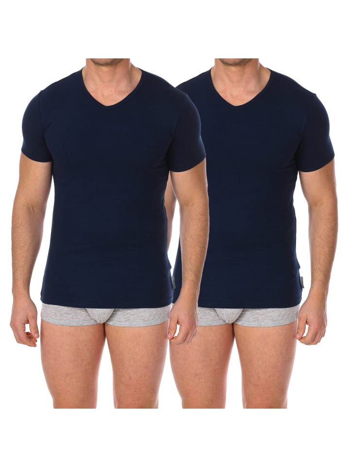 2er-Set: Unterhemd in Blue