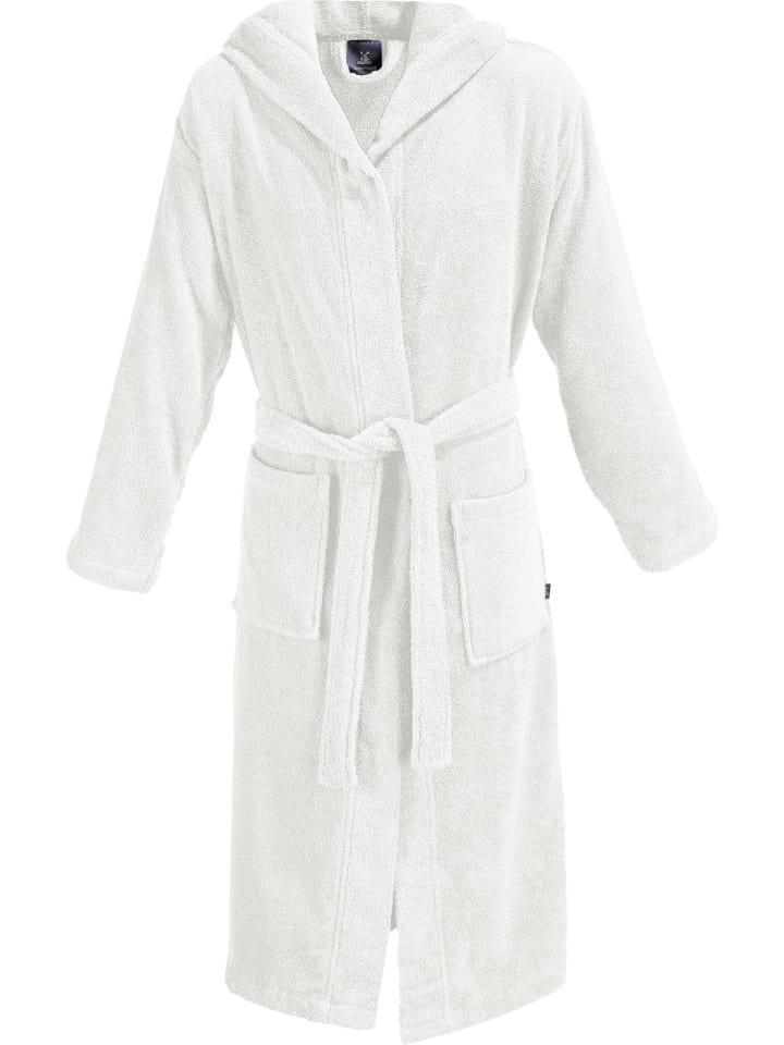 Frottier Unisex-Bademantel mit Kapuze Heidelberg in weiß