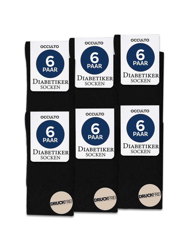 6er Pack Diabetikersocken ohne Naht ohne Gummibund Oliver in Schwarz