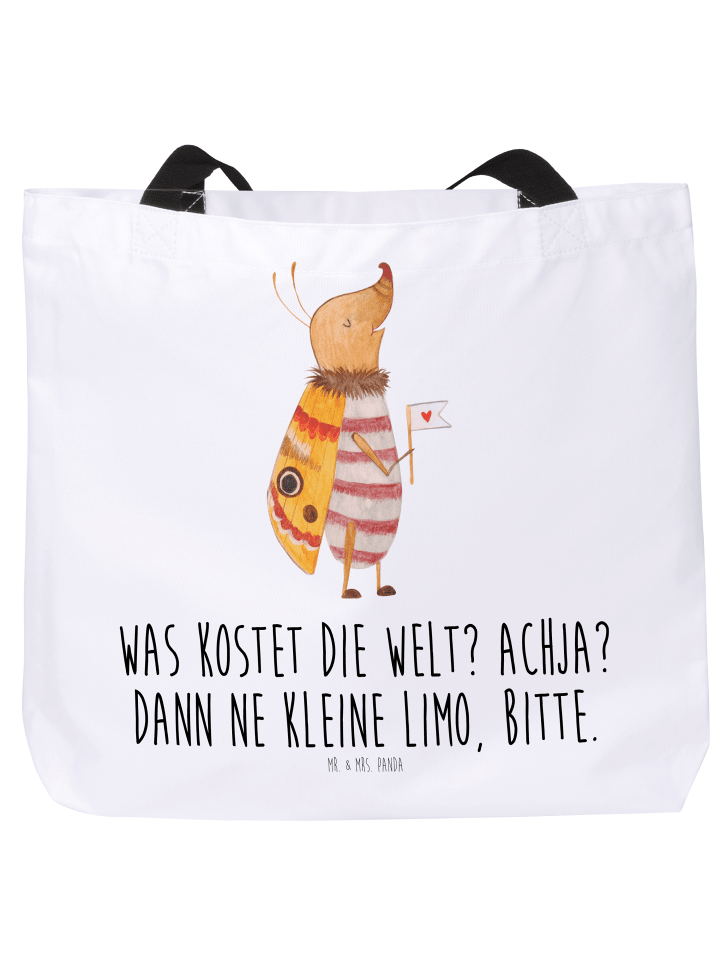 Einkaufstasche Nachtfalter Fähnchen mit Spruch in Weiß
