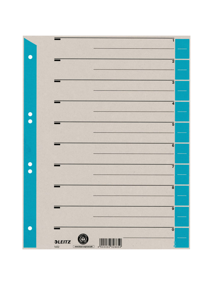 Trennblatt 16520030 DIN A4 230g Karton hellblau 100 Stück