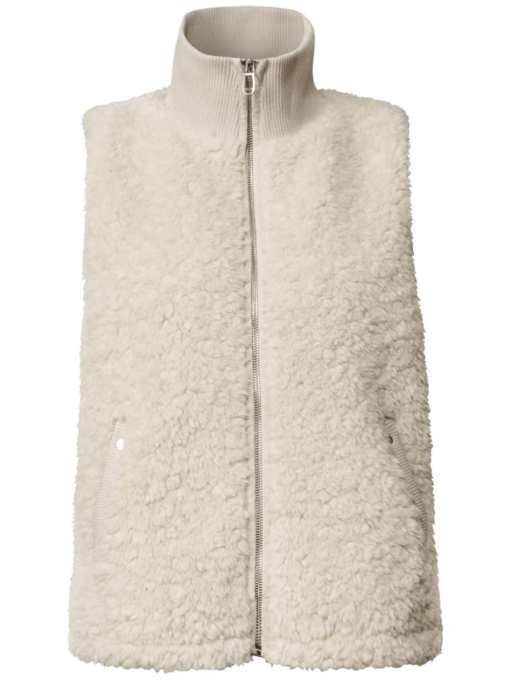 Fake Fur Weste mit Strickdetails in Smooth Stone Sand