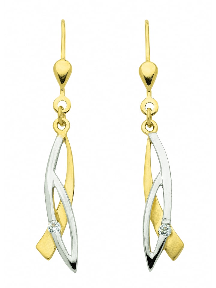 Damen 333 Gold Ohrringe / Ohrhänger mit Zirkonia in gold