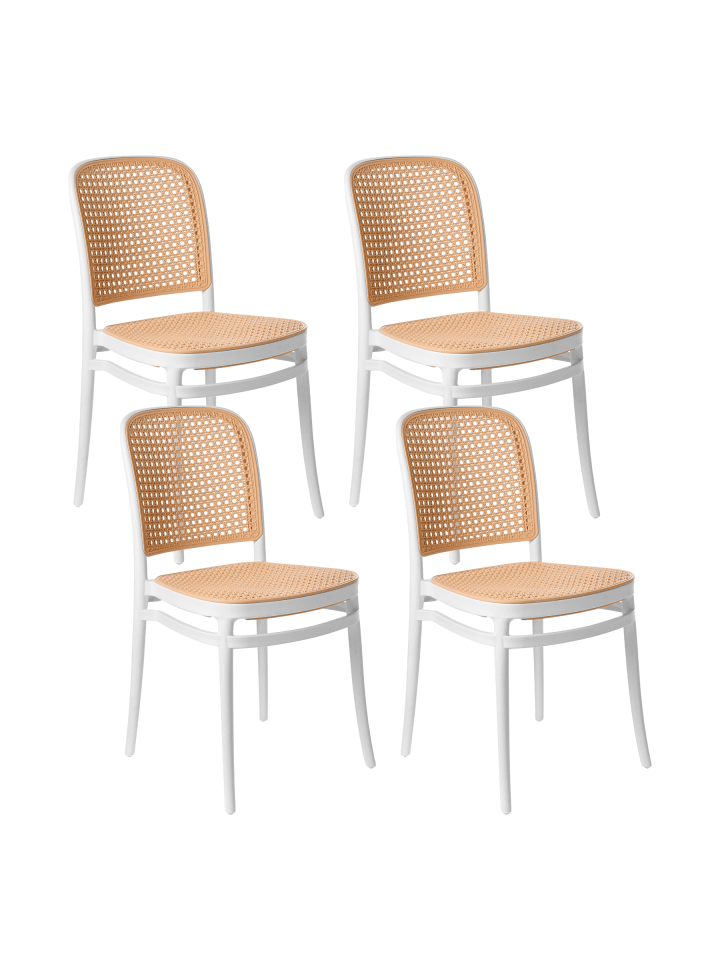 4er-Set Gartenstuhl PLOSE in Beige/Weiß