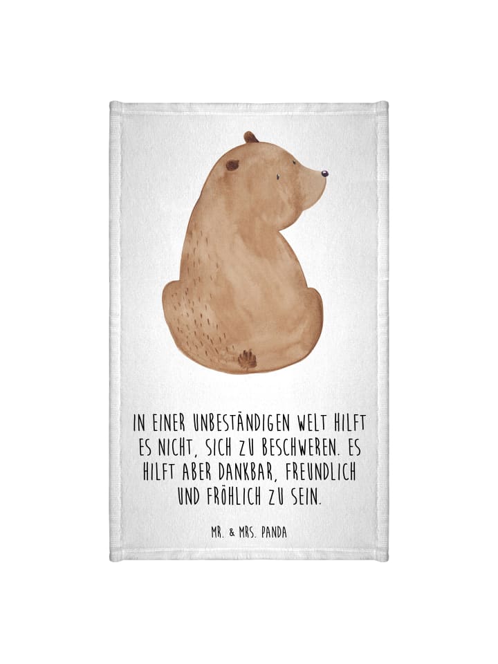 Gästehandtuch Bär Schulterblick mit Spruch in Weiß