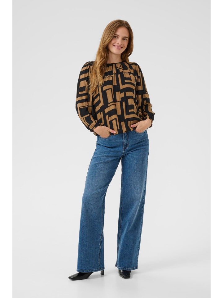 Langarm-Bluse KAlorina Regular fit in Black/Toasted Coconut Graphic
