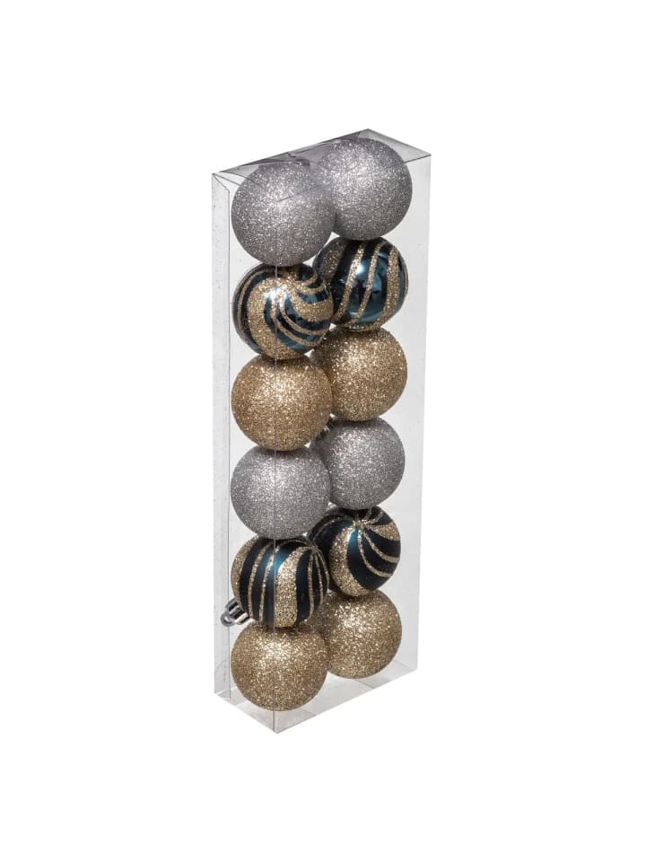 Weihnachtskugeln, mehrfarbig, 12er-Set in Mehrfarben, Ø 4 cm