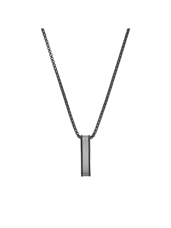 Kette mit Anhänger Edelstahl, IP gun in bicolor