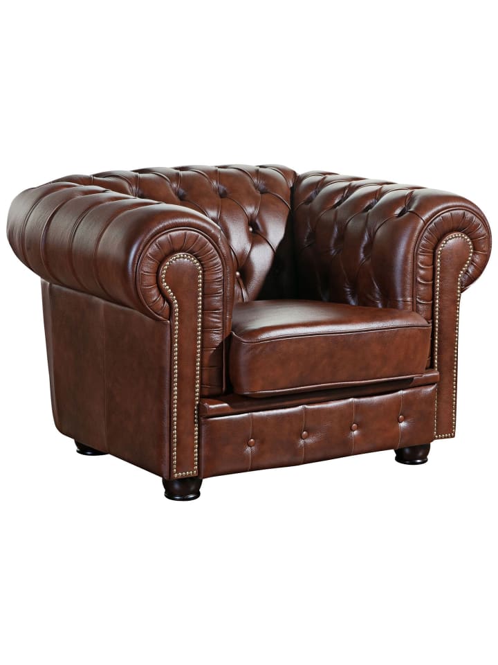 SESSEL Kath Bezug Wischleder Buche nussbaum dunkel / braun