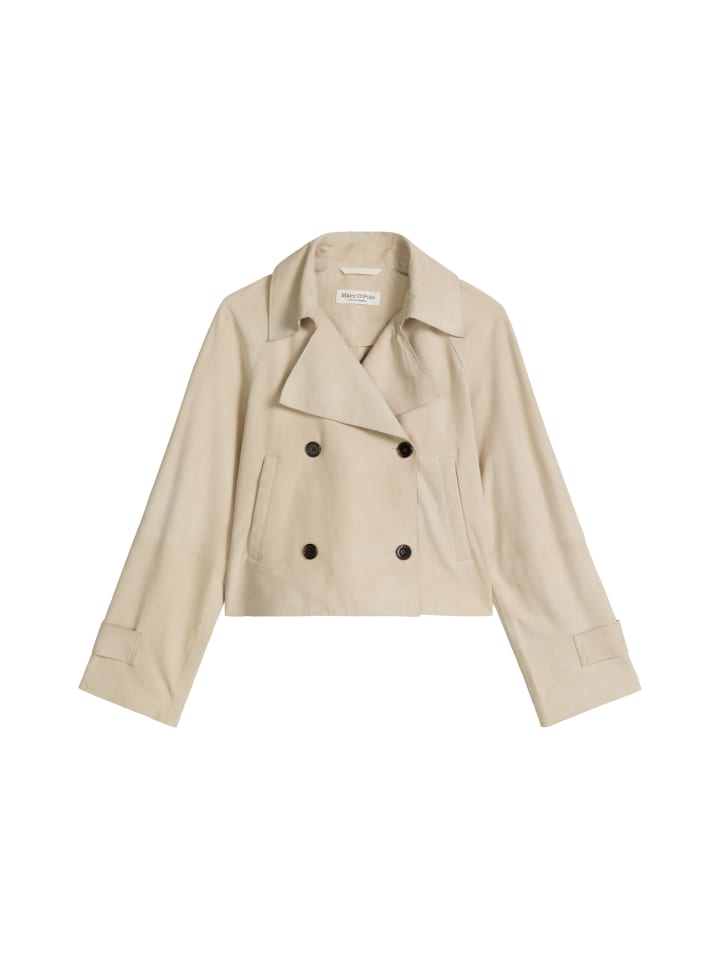 Velourslederjacke im Trench-Stil relaxed in Linen Beige