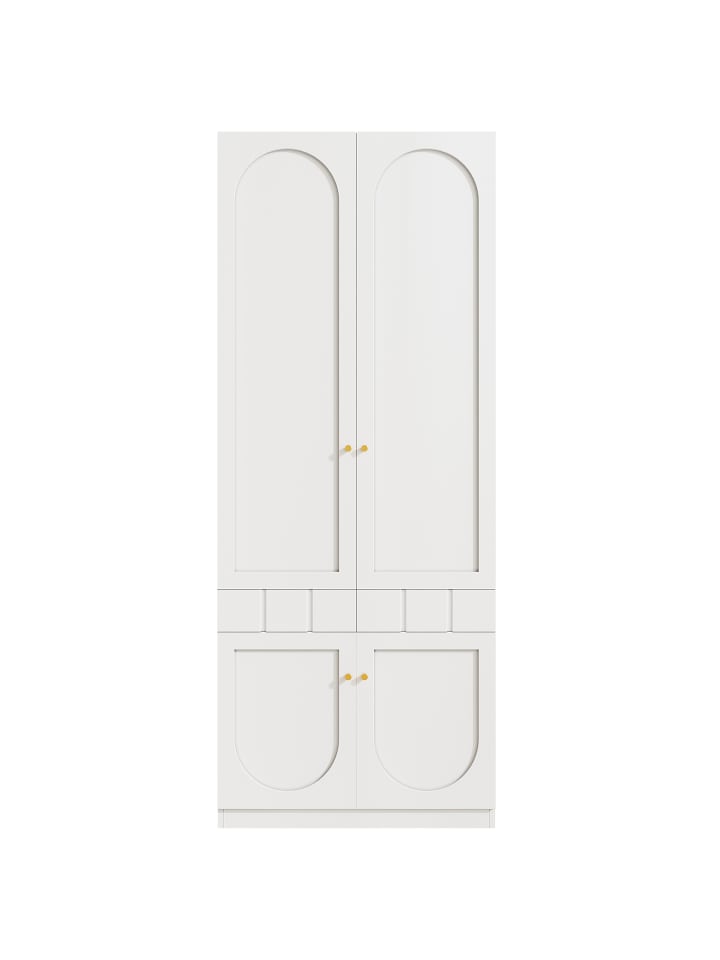 Kleiderschrank in Weiß 80x50x200 cm mit 2 Türen Stange Schubladen