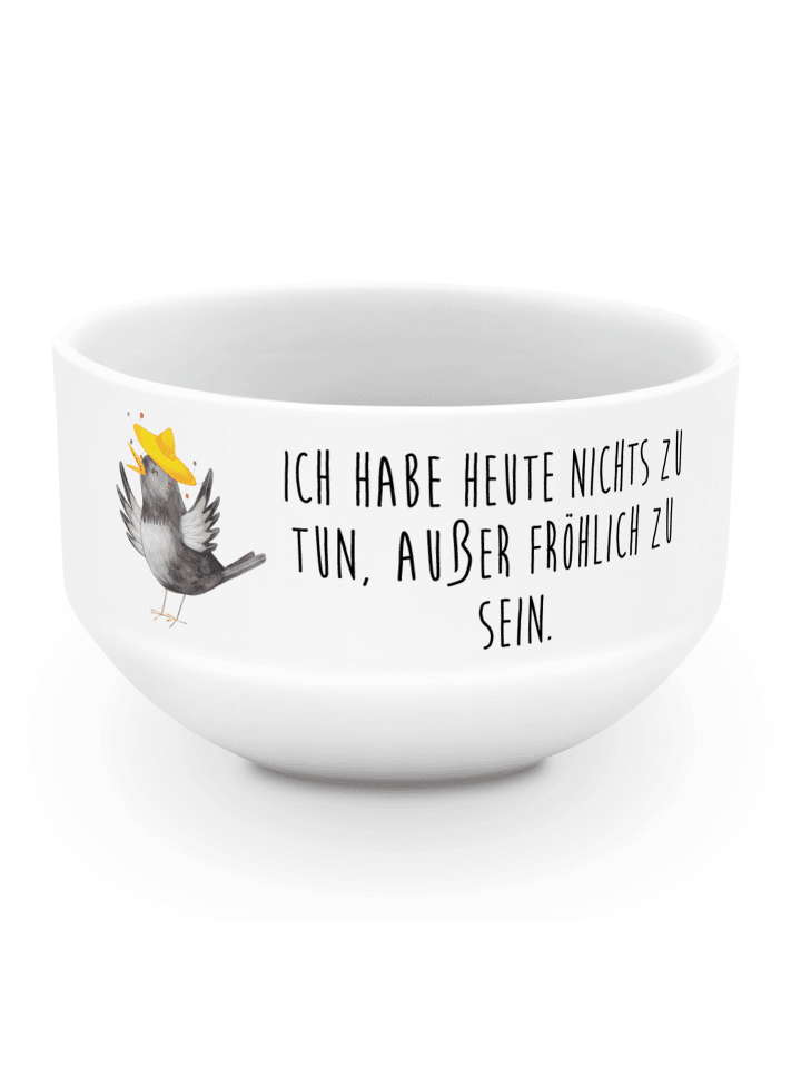 Schale Rabe Sombrero mit Spruch in Weiß