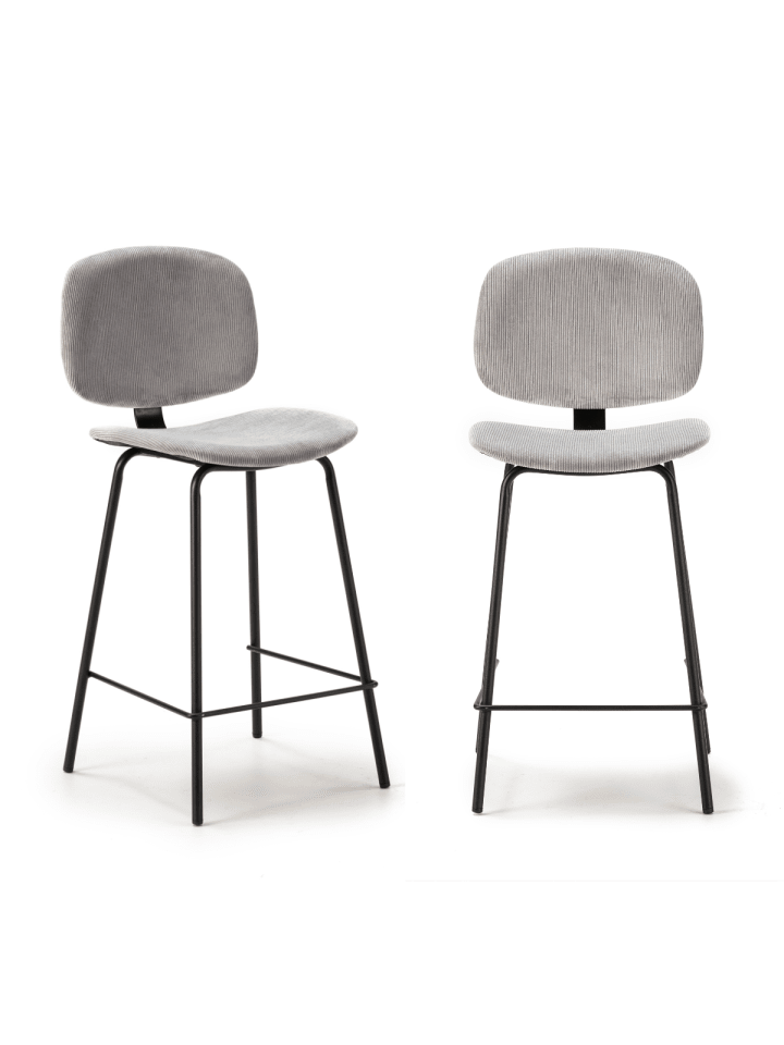 2er-Set Barhocker ARUS  in Grau - (W)44  x (H)65  x (L)50 cm