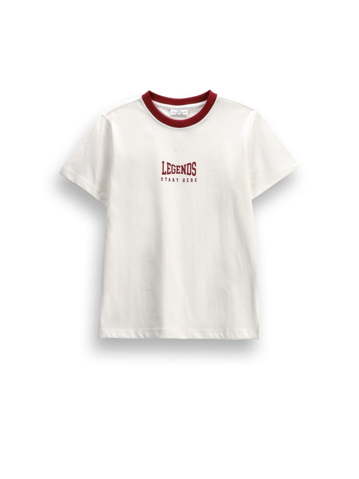 Baumwoll-T-Shirt mit kurzen Ärmeln in ecru