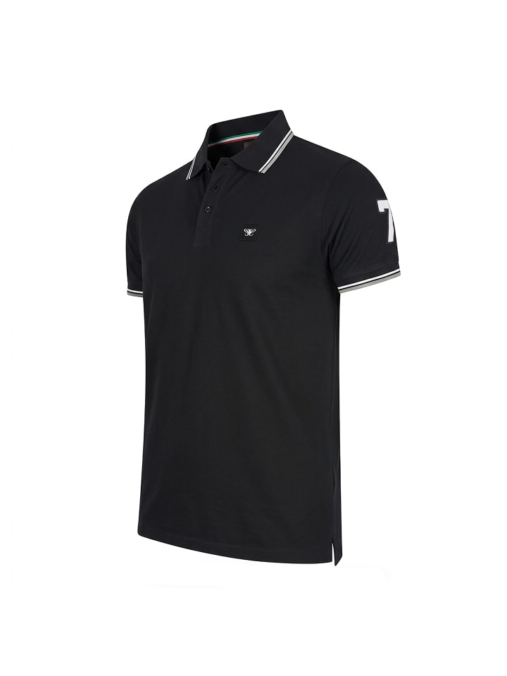 Polo SS Applique Pique in Schwarz