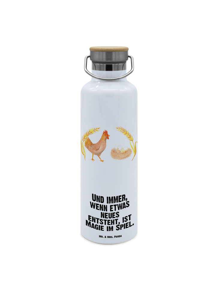 Trinkflasche Huhn Stolz mit Spruch in Weiß