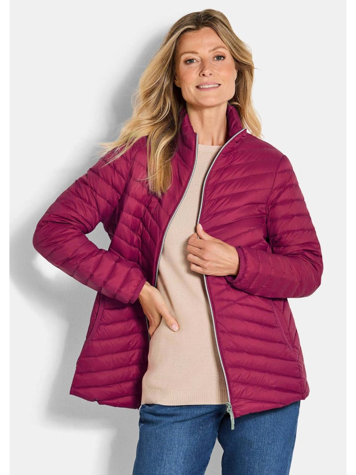 Herbstjacke mit Daunen, Stehkragen in bordeaux