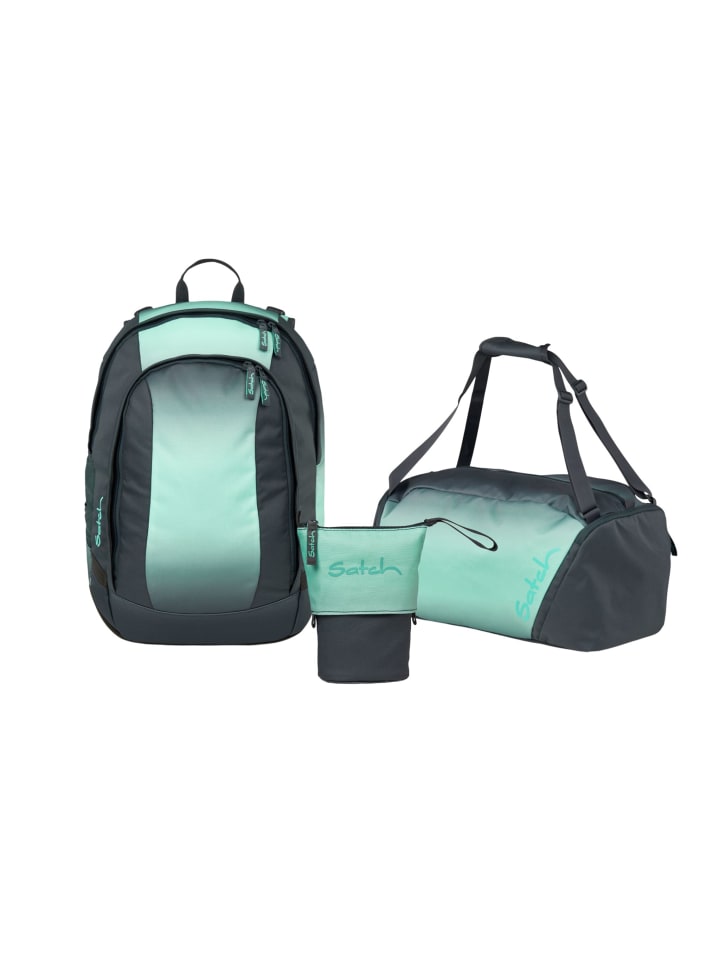Schulrucksack-Set AIR "Gradient Mint" 3-teilig in Grau/Mint