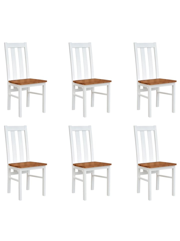 Stühle 6er Set Belluno Elegante weiß lackiert / Eichefarben 43 / 42 / 96cm