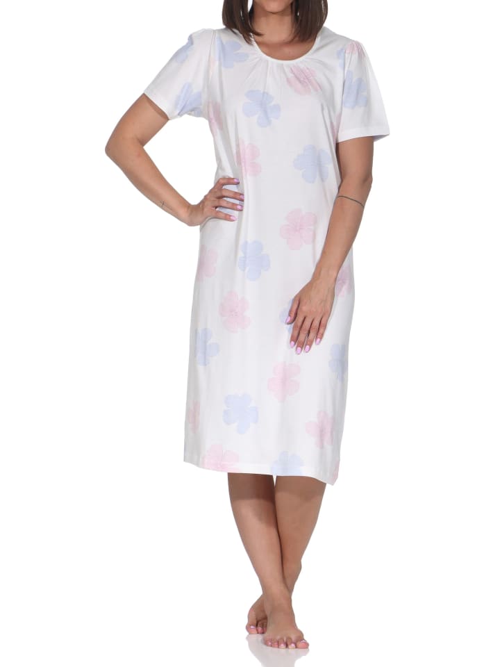 Kurzarm Nachthemd floraler Print in flieder