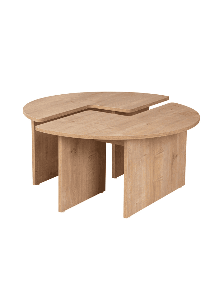 2er-Set Couchtische MOIRA in Eiche - (W)90 x (H)41 x (L)90 cm