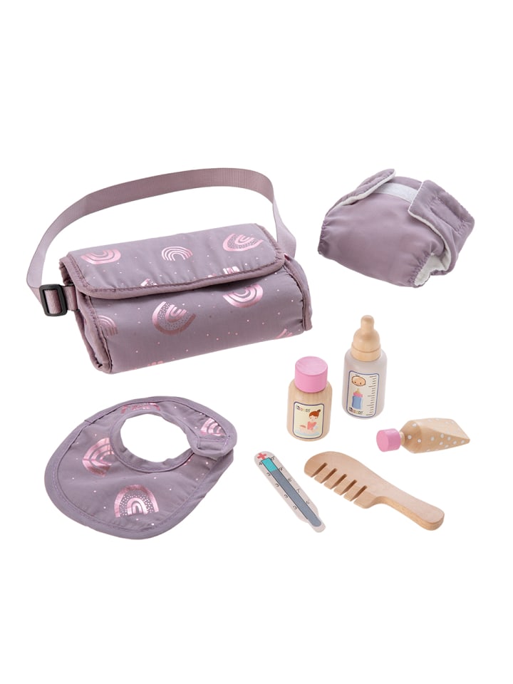Wickeltasche für Puppen "Rainbow" incl. 7 tlg. Zubehör ab 3 Jahre