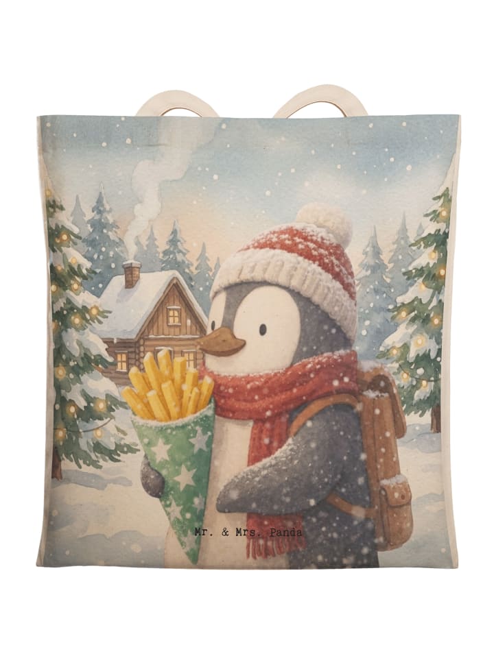 Tasche Pinguin Winter Pommes Design ohne Spruch in Weiß
