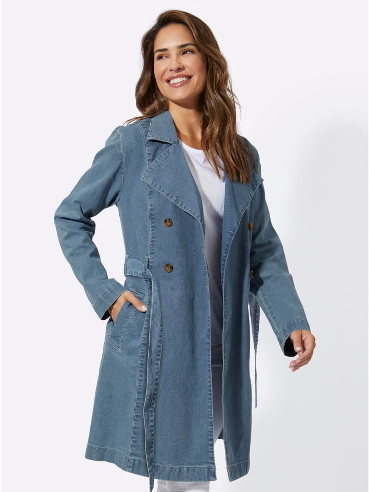 Jeans-Mantel in blue-bleached