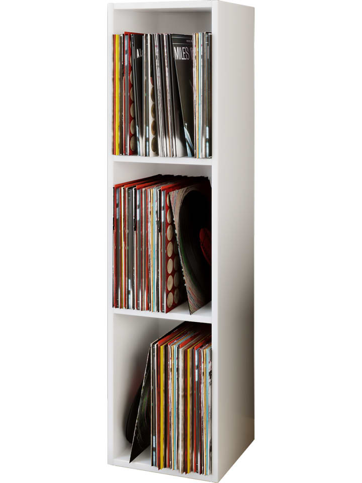 Holz Schallplatten LP Stand Regal Platto 3fach in Weiß