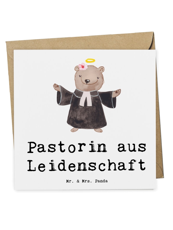 Doppelkarte Pastorin Leidenschaft mit Spruch in Weiß