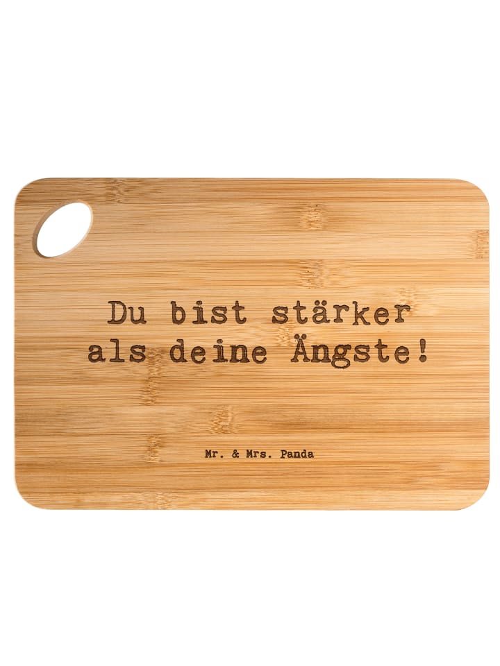 Servierplatte Spruch Angst überwinden mit Spruch in Braun