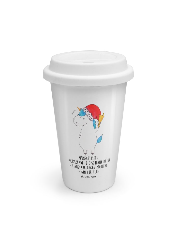 Coffee To Go Becher Einhorn Weihnachtsmann mit ... in Weiß