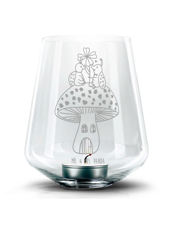 Gravur Glas Marienkäfer Fliegenpilz ohne Spruch in Transparent