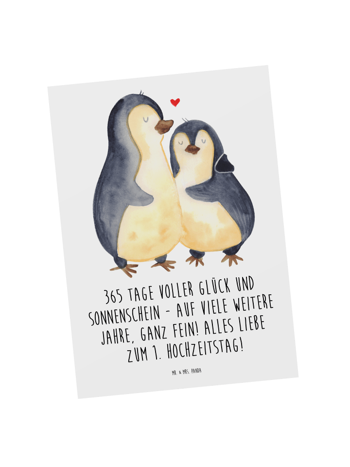 Postkarte 1. Hochzeitstag Papierhochzeit mit Sp... in Weiß