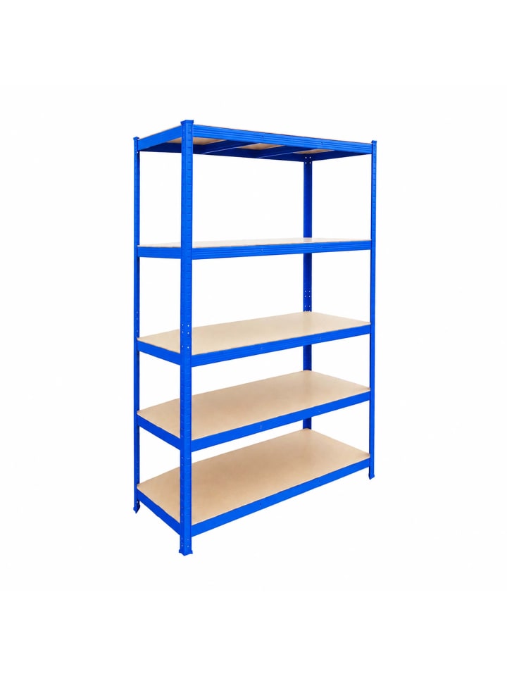 Schwerlastregal in Blau/ Braun - (B)120 x (H)200 x (T)50 cm