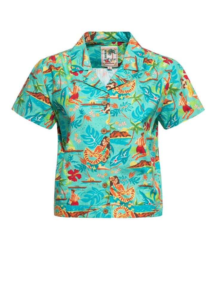 Queen Kerosin Kurzarm Bluse in mint