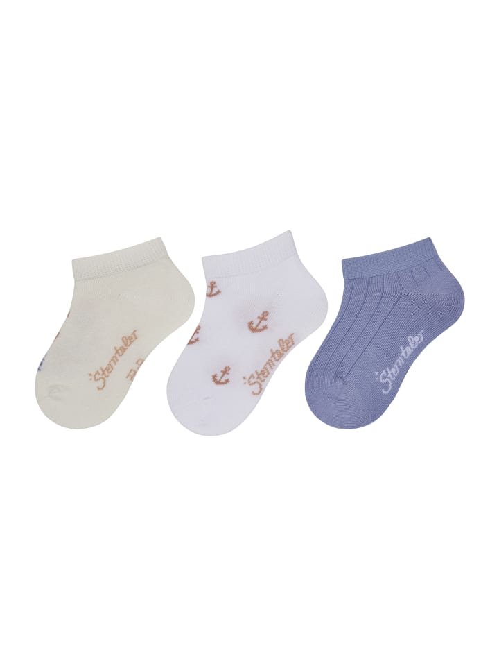 Sneaker Socken 3er-Pack Hippo in lichtgrau