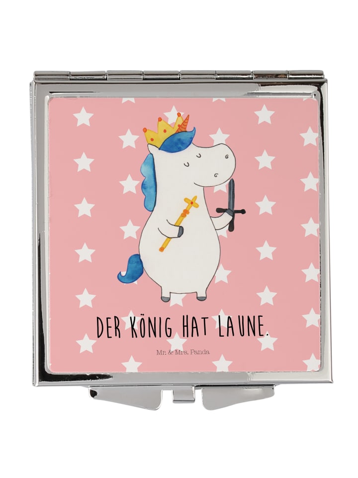 Taschenspiegel Einhorn König mit Schwert mit Sp... in Rot Pastell