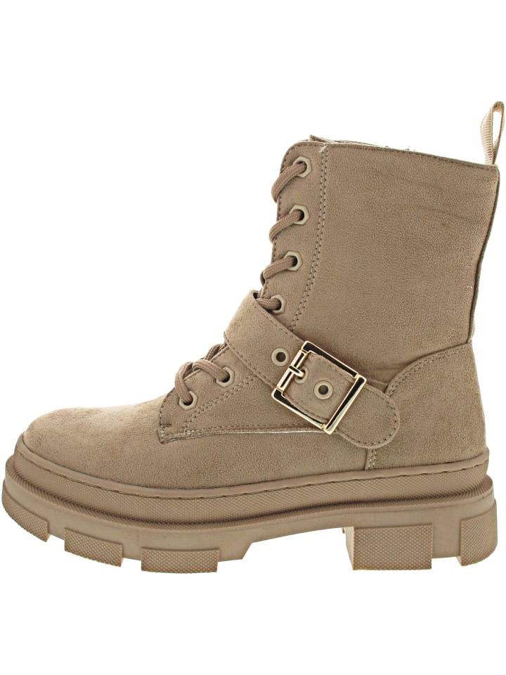 Schnürstiefel Beige
