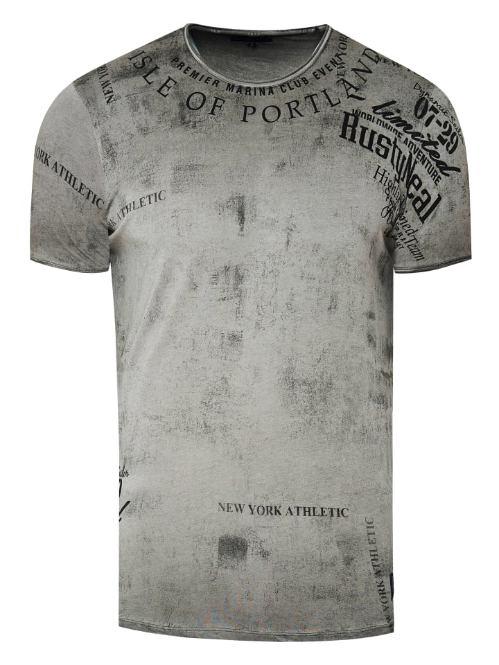 T-Shirt Verwaschen mit Prints in Anthrazit