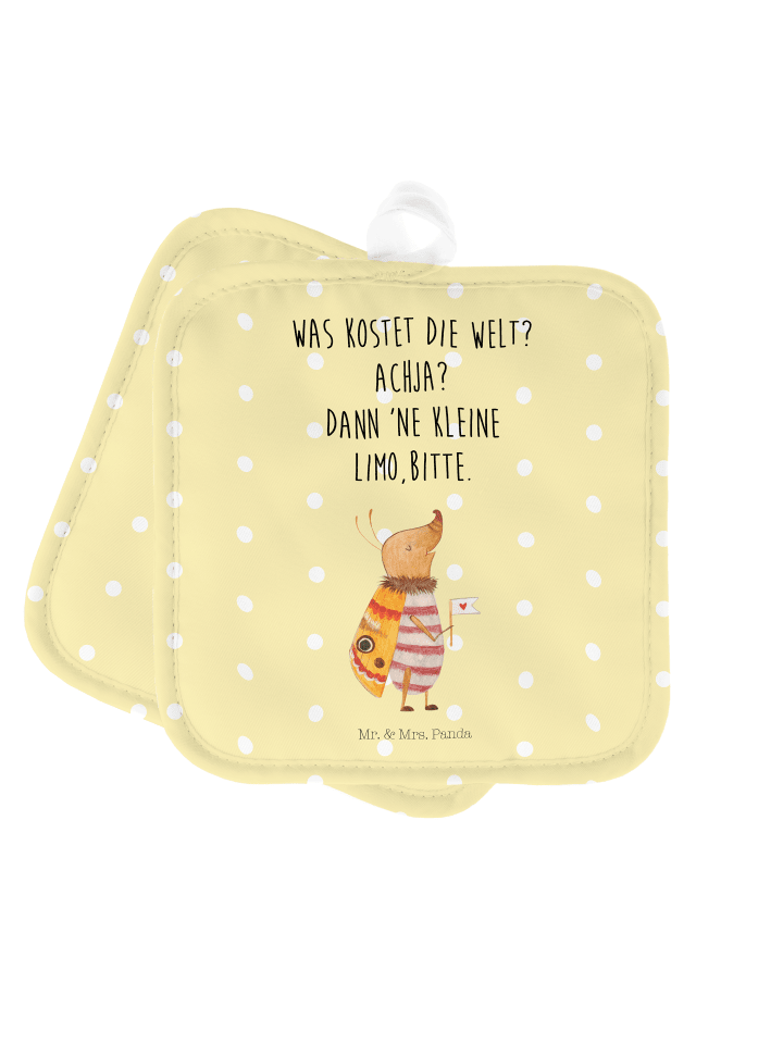 Topflappen Nachtfalter Fähnchen mit Spruch in Gelb Pastell